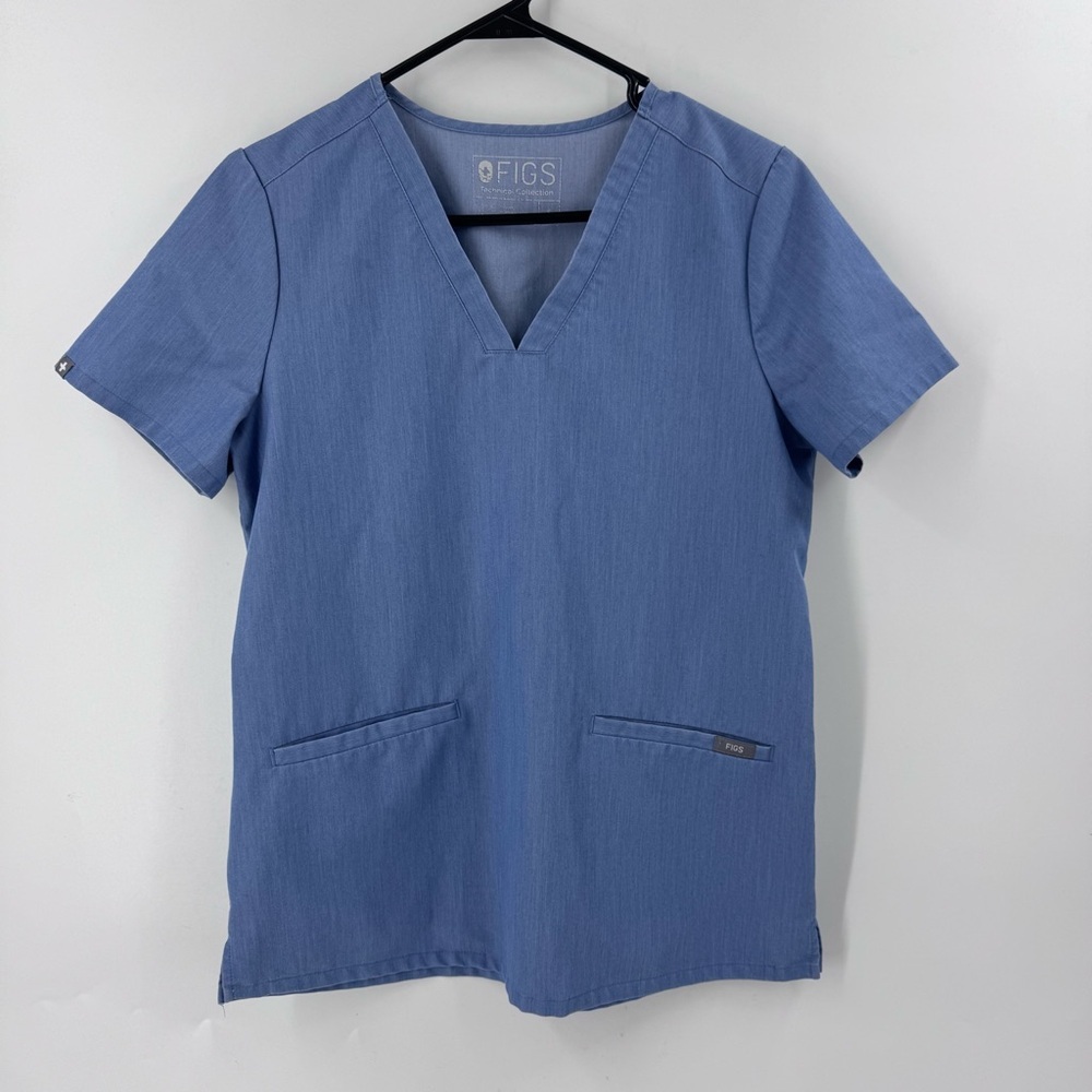 Figs Blue V-Neck‎ Scrub Top for Medical Professionals - Picture 2 of 6